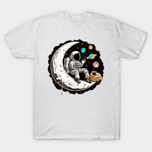 Astronaut Drinking Coffee on the Moon #1 T-Shirt